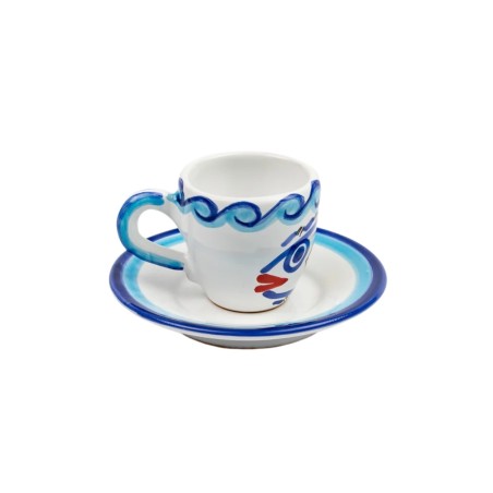 Ceramic Coffee Cup Saucer Levante desimone pottery TZZ56LE Ceramic Coffee Cup Saucer Levante desimone pottery TZZ56LE